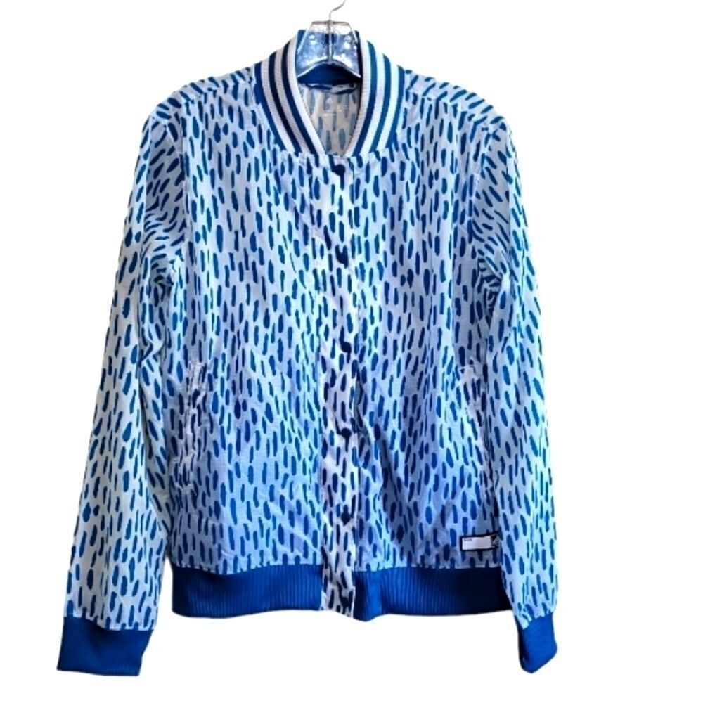 Adidas Women's Blue and White Animal Print LongSleeve Jacket Size Medium